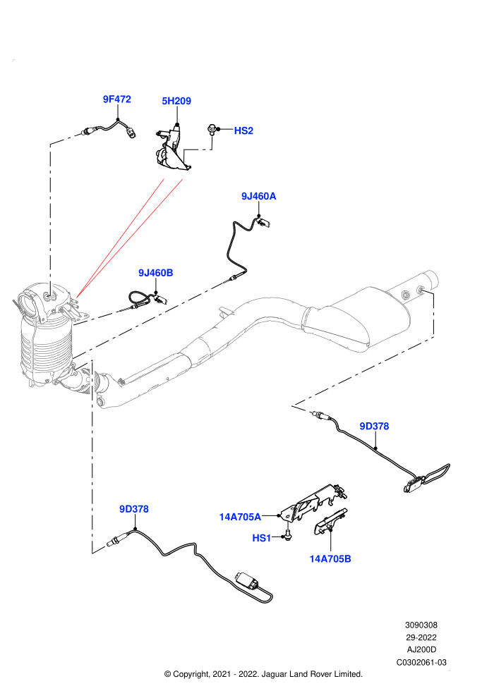Exhaust Sensors And Modules (2.0L I4 DSL HIGH DOHC AJ200,EU5 + SCR,Standard Wheelbase)(Nitra Plant Build)