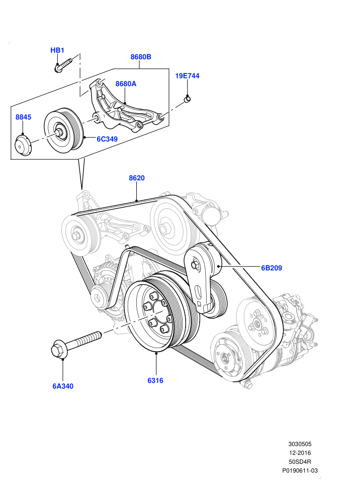 Pulleys And Drive Belts (5.0L OHC SGDI NA V8 Petrol - AJ133)(Primary Drive)((V)FROMAA000001)