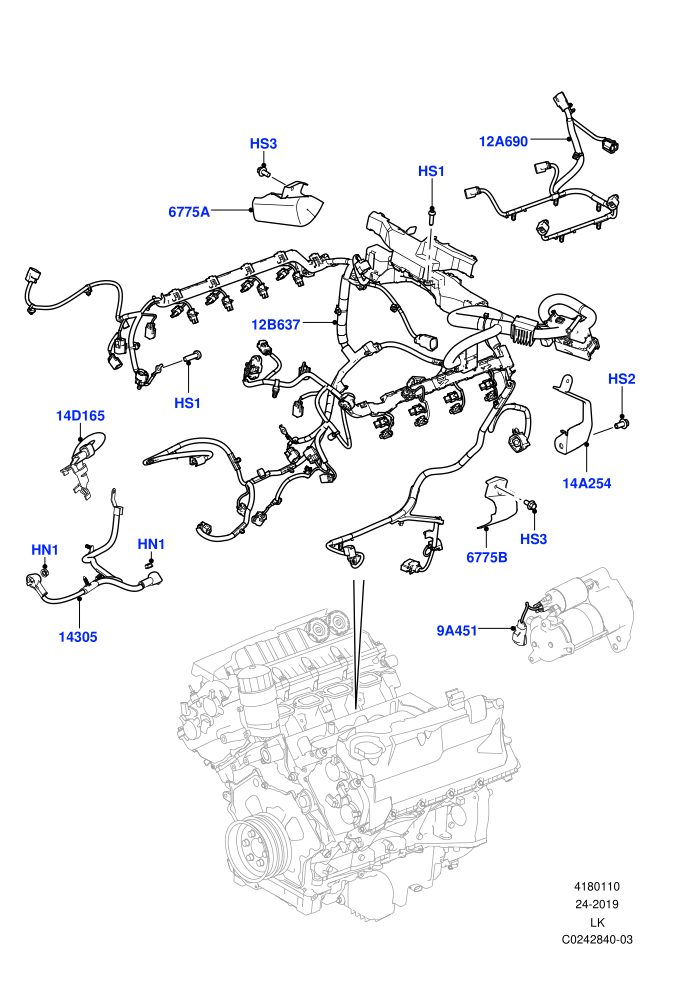 Electrical Wiring - Engine And Dash (5.0L OHC SGDI NA V8 Petrol - AJ133)
