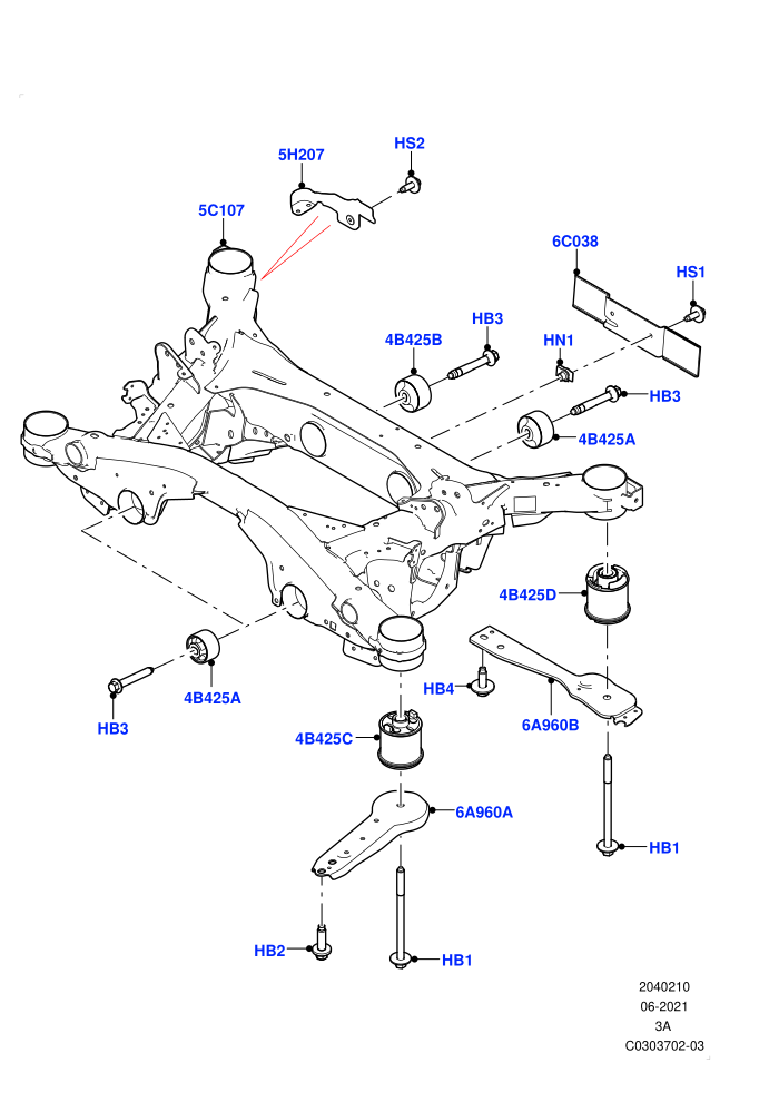 Rear Cross Member & Stabilizer Bar (Electric Engine Battery-PHEV,Halewood (UK))(Crossmember)((V)FROMLH000001)