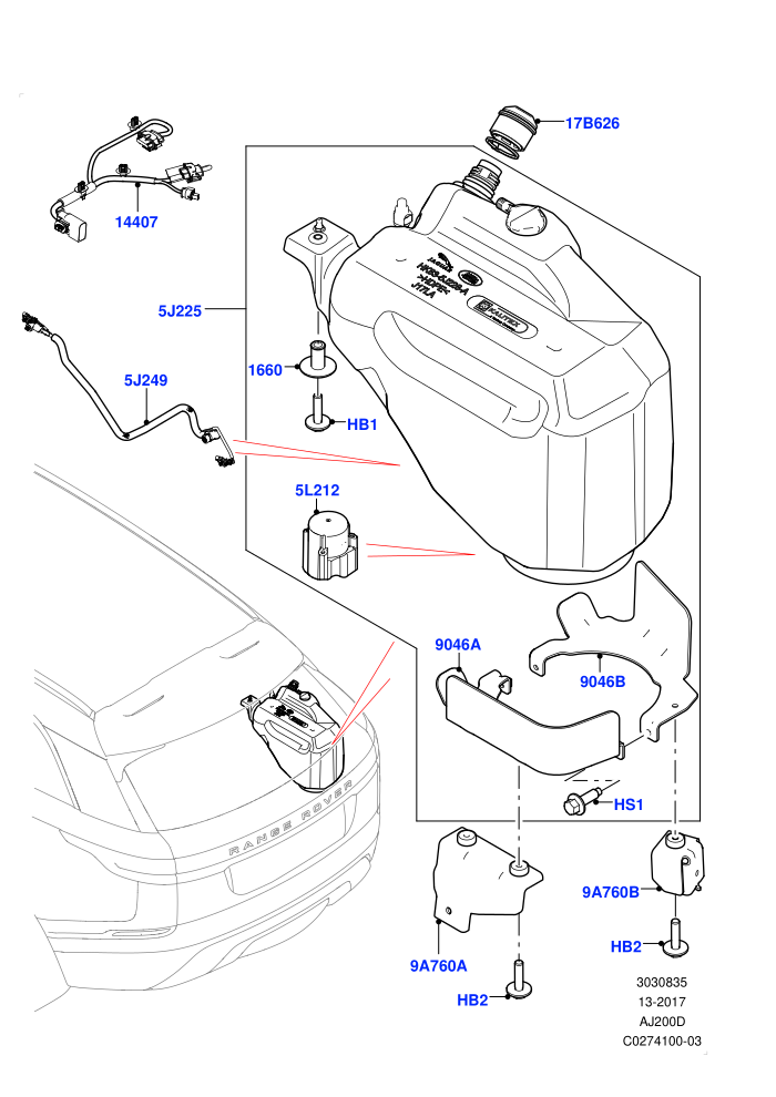 Exhaust Fluid Injection System (2.0L I4 DSL HIGH DOHC AJ200,2.0L I4 DSL MID DOHC AJ200,With Diesel Exh Fluid Emission Tank)(Tank and Lines)
