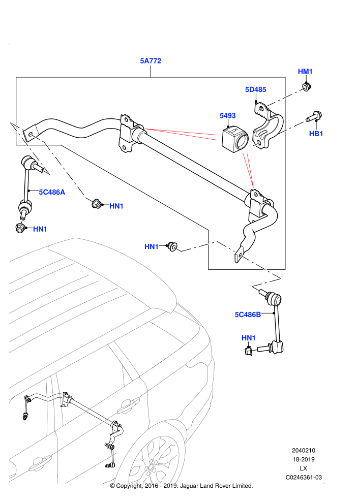 Rear Cross Member & Stabilizer Bar (Less ACE Suspension,With Four Corner Air Suspension,With Standard Duty Coil Spring Susp)(Conventional Stabilizer Bar)