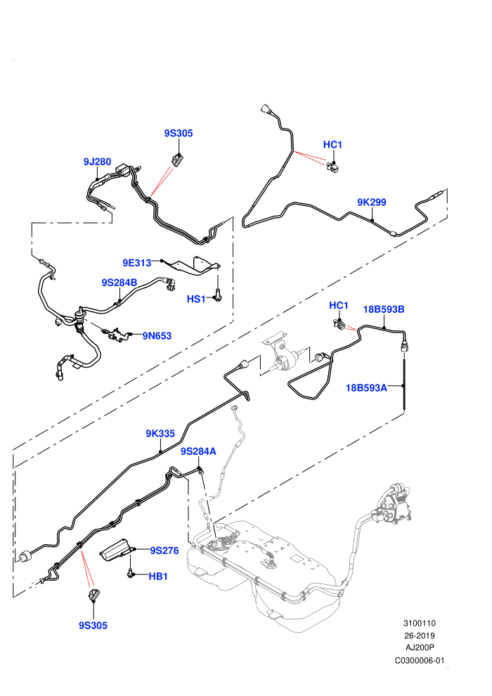 Fuel Lines (2.0L AJ20P4 Petrol Mid PTA,Changsu (China))((V)TOMG575835)