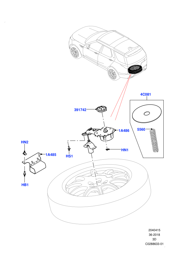 Spare Wheel Carrier (19 Full Size Spare Wheel,20 Full Size Spare Wheel,21 Full Size Spare Wheel,22 Full Size Spare Wheel,With Conventional Alloy Spare Wheel,With Mini Alloy Spare Wheel)(Nitra Plant Build)((V)FROMK2000001)
