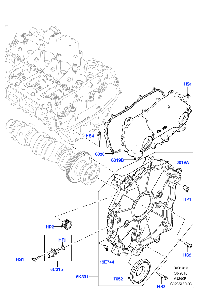 Timing Gear Covers (2.0L I4 Mid AJ200 Petrol E100,2.0L I4 Mid DOHC AJ200 Petrol,Itatiaia (Brazil))((V)FROMJT000001)