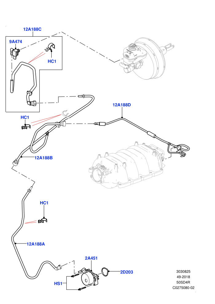 Vacuum Control And Air Injection (5.0L OHC SGDI NA V8 Petrol - AJ133,RHD)((V)FROMHA000001)