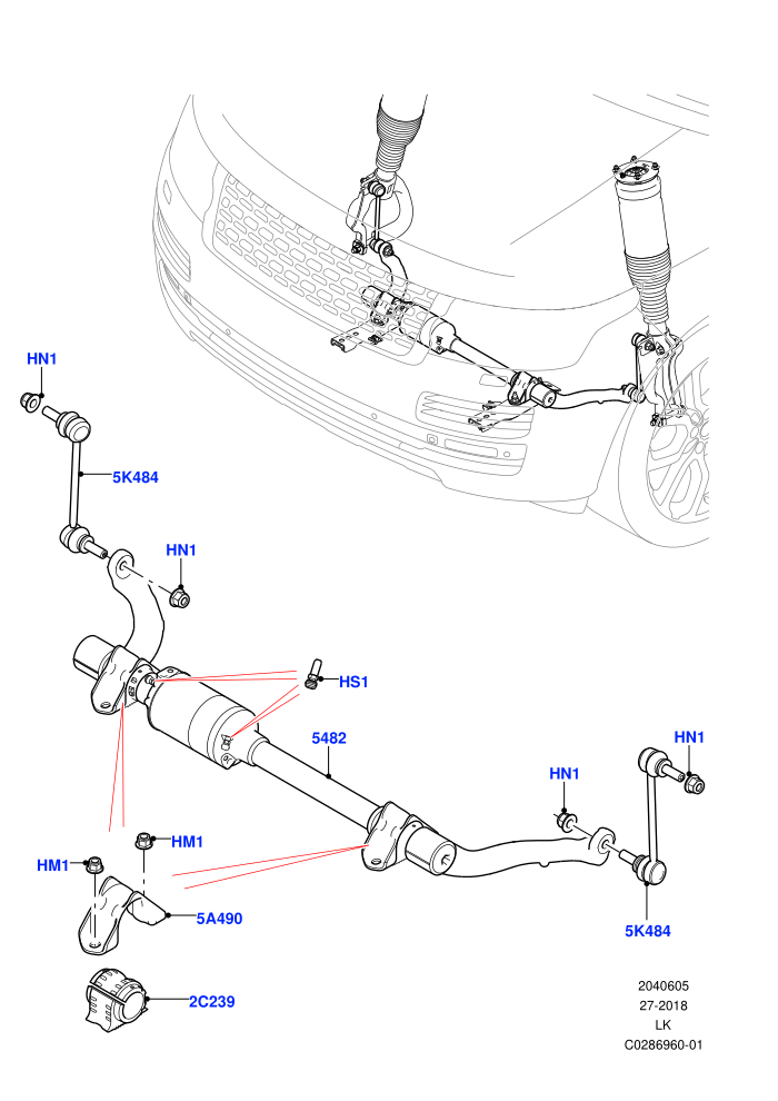 Active Anti-Roll Bar System (3.0L AJ20D6 Diesel High,3.0L AJ20P6 Petrol High,4.4L DOHC DITC V8 Diesel,5.0 Litre supercharged enhanced,5.0 Petrol AJ133 DOHC CDA,5.0L OHC SGDI SC V8 Petrol - AJ133,Electronic Air Suspension With ACE)(Front,Stabilizer Bar)((V