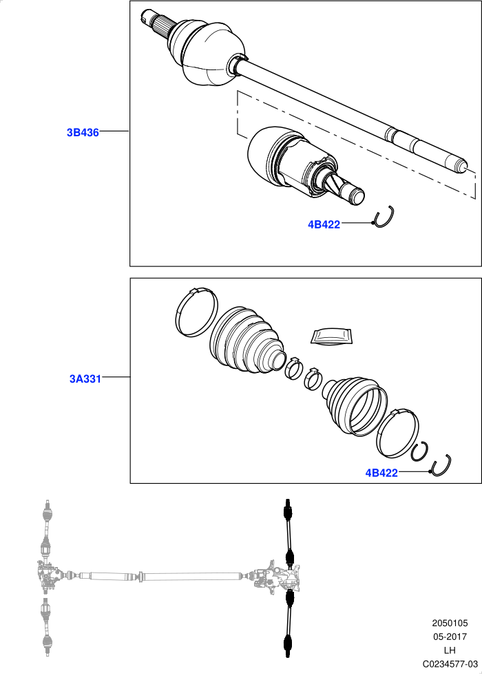Drive Shaft - Rear Axle Drive (6 Speed Auto AWF21 AWD,6 Speed Manual Trans M66 - AWD,9 Speed Auto AWD,Halewood (UK))