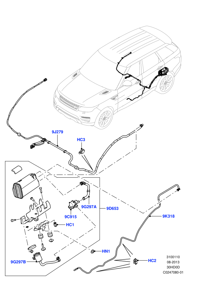 Fuel Lines ((+)CDN/MEX/USA,(+)KOR,3.0L DOHC GDI SC V6 PETROL)(Rear)((V)TOEA999999)