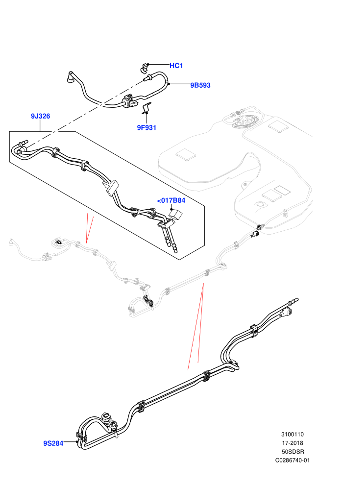 Fuel Lines (5.0 Litre supercharged enhanced,5.0 Petrol AJ133 DOHC CDA)(Front)((V)FROMEA000001)