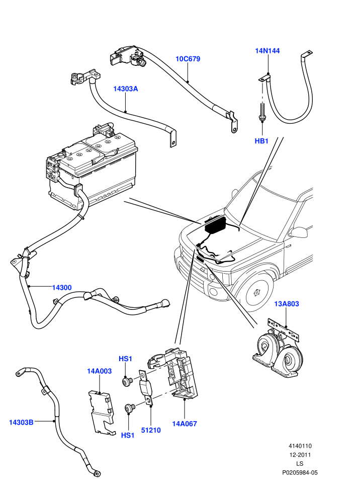 Battery Cables And Horn ((V)TODA999999 (V)FROMAA000001)