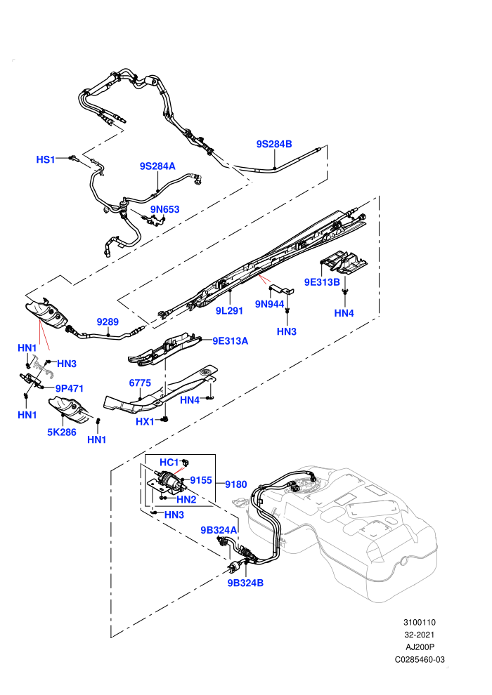 Fuel Lines (2.0L I4 Mid AJ200 Petrol E100,Itatiaia (Brazil))(Centre And Front)((V)FROMJT000001)