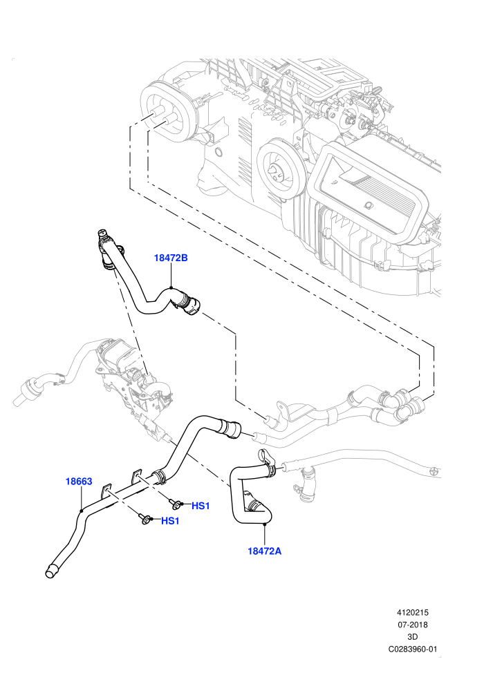 Heater Hoses (3.0 V6 D Gen2 Mono Turbo,3.0 V6 D Low MT ROW,Less Park Heating,With Fuel Fired Heater)(Solihull Plant Build)((V)TOJA999999 (V)FROMJA000001)