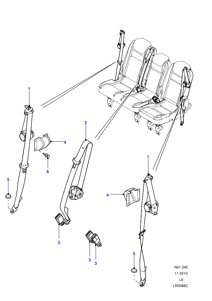 Rear Seat Belts (110&nbsp;Wheelbase,130&nbsp;Wheelbase,Chassis Crew Cab,Crew Cab HCPU,Crew Cab Pick Up,Station Wagon - 5 Door,With 5 Seat Configuration,With 7 Seat Configuration)((V)FROM7A000001)