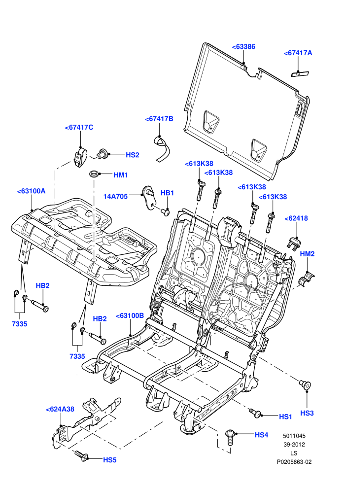 Rear Seat Frame (With 65/35 Split Fold Rear Seat)((V)FROMAA000001)