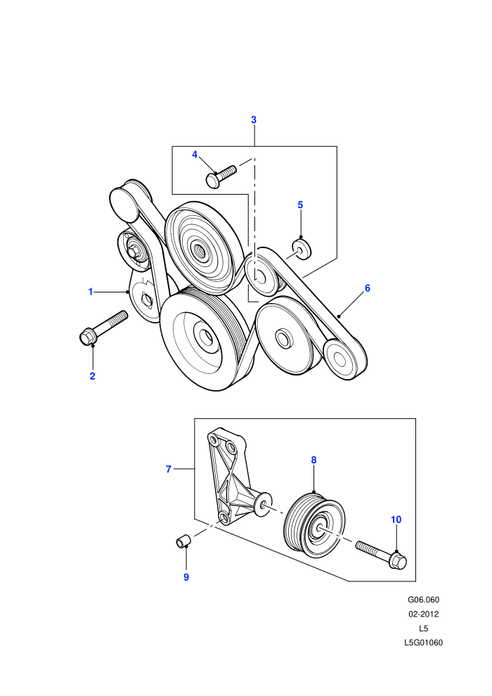 Drive Belt - Without ACE (2.5L 5 Cyl Turbo Diesel,Less Air Conditioning)