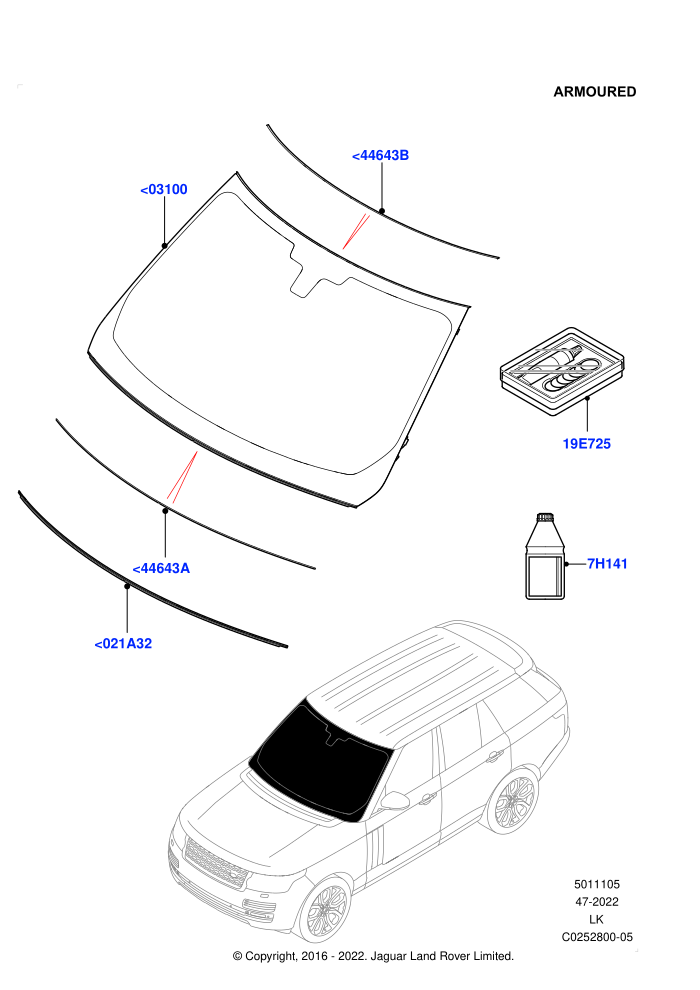 Windscreen/Inside Rear View Mirror (Armoured)((V)FROMEA000001)