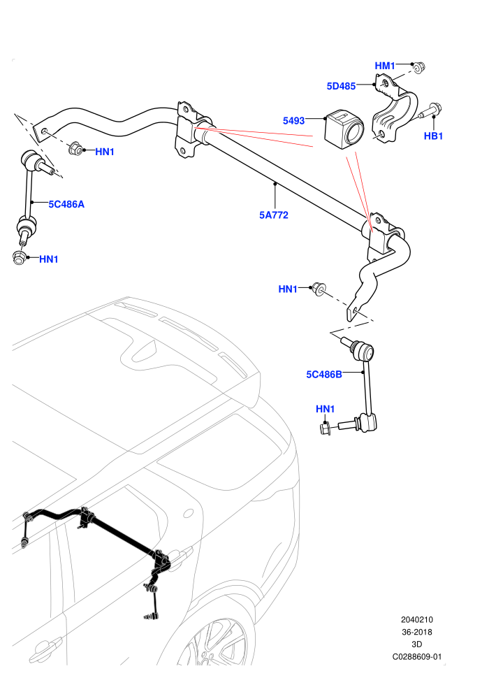 Rear Cross Member & Stabilizer Bar (Conventional Stabilizer Bar,Nitra Plant Build)((V)TOL2999999 (V)FROMK2000001)