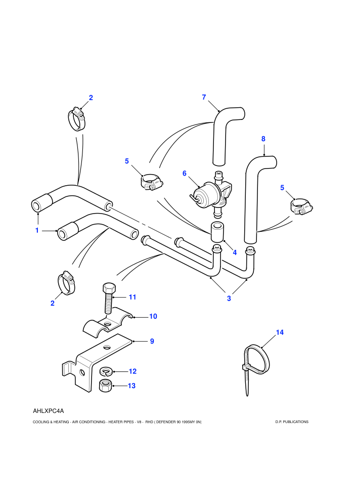 Heater Pipes (RHD,V8,With Air Conditioning)