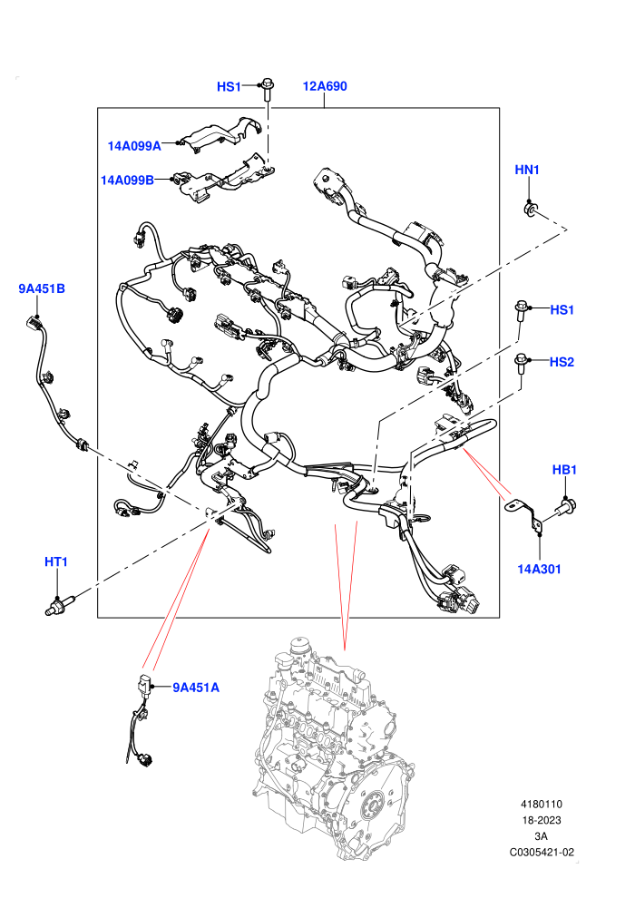 Electrical Wiring - Engine And Dash (2.0L AJ20D4 Diesel Mid PTA,9 Speed Auto Trans 9HP50,Itatiaia (Brazil))(Engine)((V)FROMLT000001)