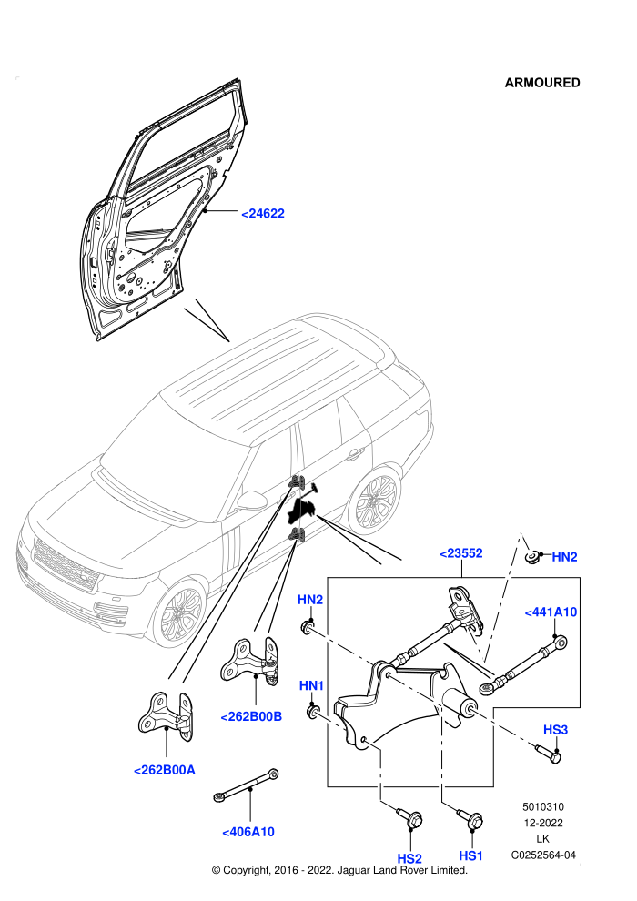 Rear Doors, Hinges & Weatherstrips (Armoured)((V)FROMEA000001)