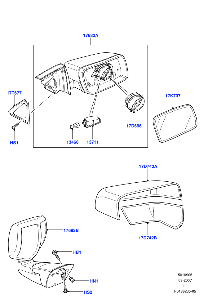 Exterior Rear View Mirror ((V)TO9A999999 (V)FROM5A000001)
