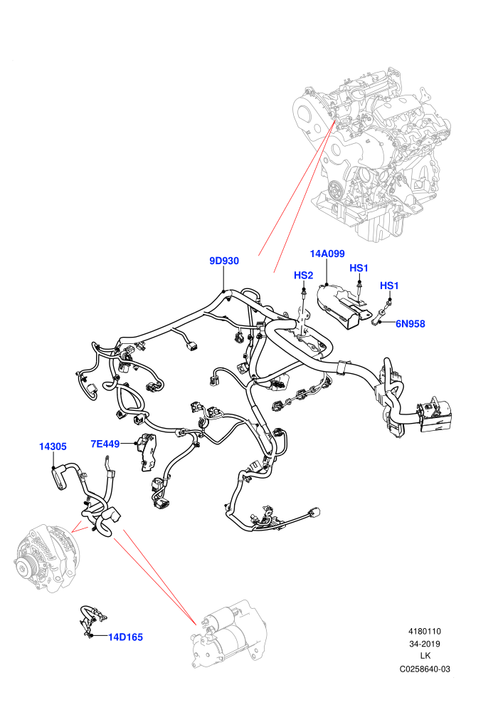 Electrical Wiring - Engine And Dash (3.0 V6 D Gen2 Mono Turbo)((V)FROMFA000001)
