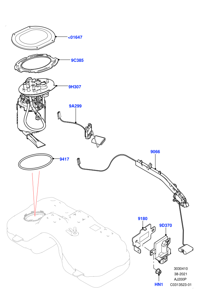 Fuel Pump And Sender Unit (2.0L AJ20P4 Petrol E100 PTA,Itatiaia (Brazil))