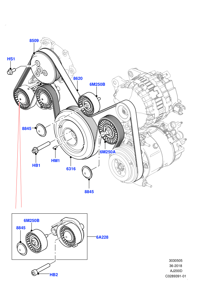 Pulleys And Drive Belts (2.0L I4 DSL HIGH DOHC AJ200)(Nitra Plant Build)((V)FROMK2000001)