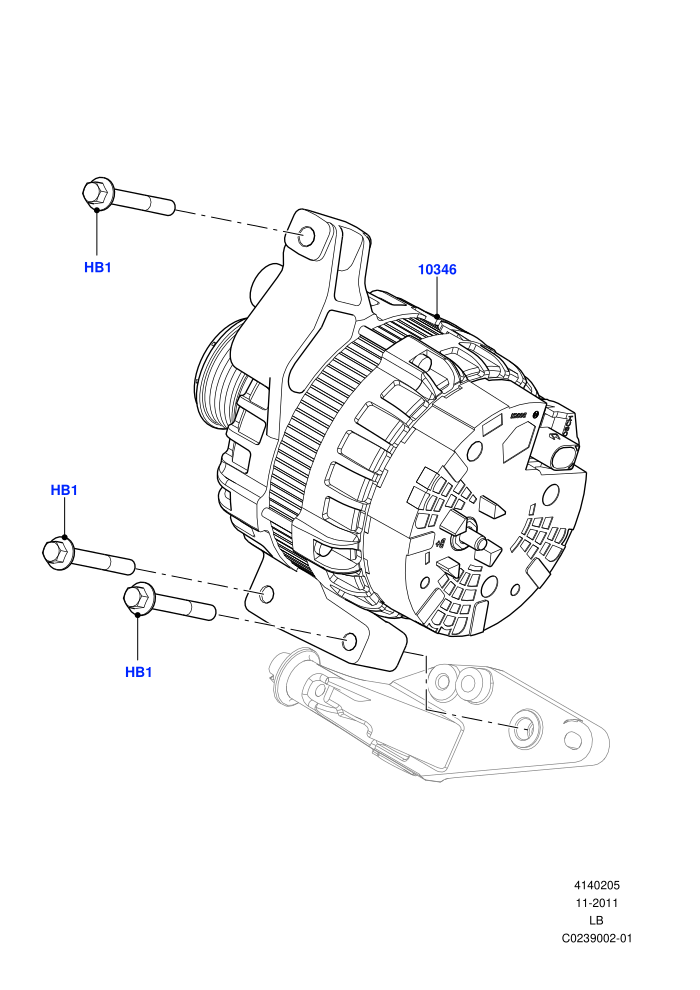 Alternator And Mountings (2.0L 16V TIVCT T/C 240PS Petrol)((V)FROMCH000001)