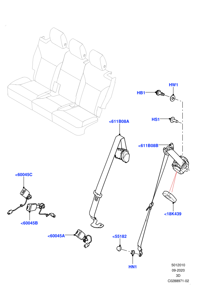 Rear Seat Belts (Nitra Plant Build)((V)FROMK2000001)