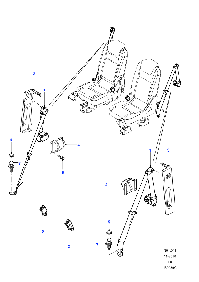 Rear Seat Belts (110&nbsp;Wheelbase,90&nbsp;Wheelbase,Station Wagon - 3 Door,Station Wagon - 5 Door)((V)FROM7A000001)