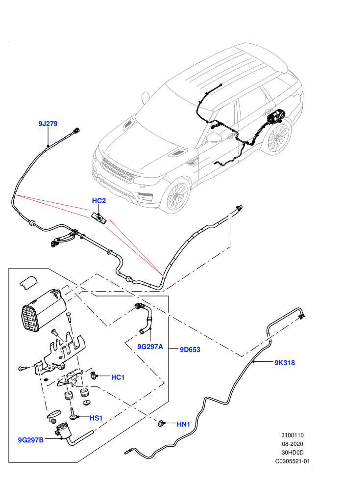 Fuel Lines ((+)ARE,(+)BRN,(+)JOR,(+)KWT,(+)QAT,(+)RL,(+)SAU,(+)Y,3.0L DOHC GDI SC V6 PETROL,Fuel Tank Filler Neck - DMTL,Oman)(Middle East And North Africa (MENA) Markets,Rear)((V)TOJA999999 (V)FROMJA000001)
