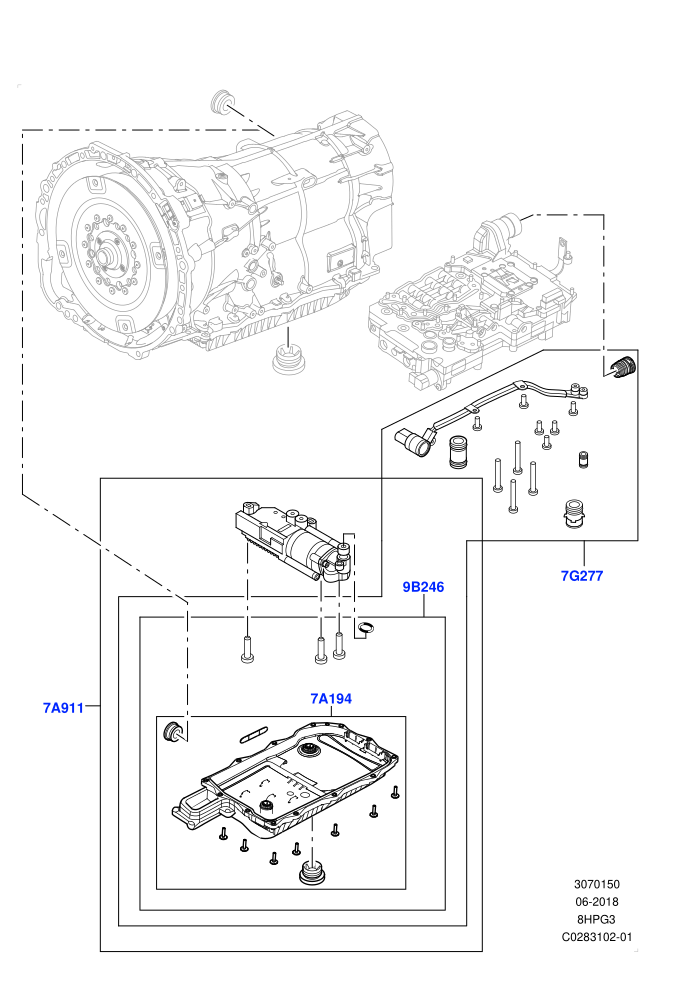 Valve Body - Main Control & Servo's (8HP Gen3 Hybrid Trans)(Electric Oil Pump)((V)FROMJA000001)
