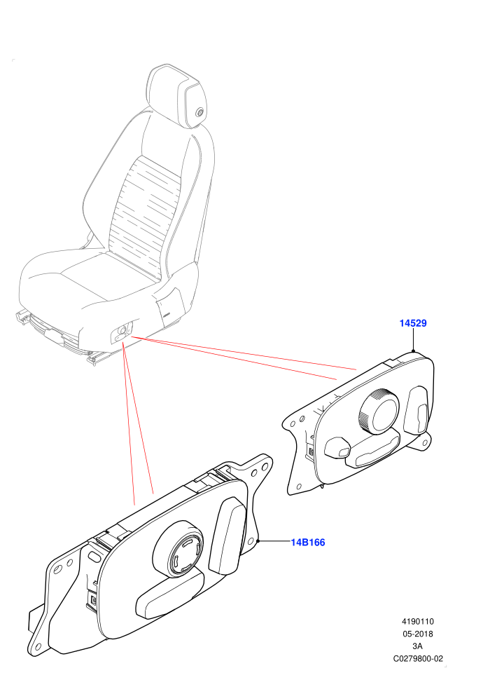 Switches (Driver/Pass Elec Fr Seat Adj/Memory,Electric Front Seat Adj Drv Memory,Electric Front Seat Adj Non-Memory,Halewood (UK))(Seats)((V)FROMJH000001)