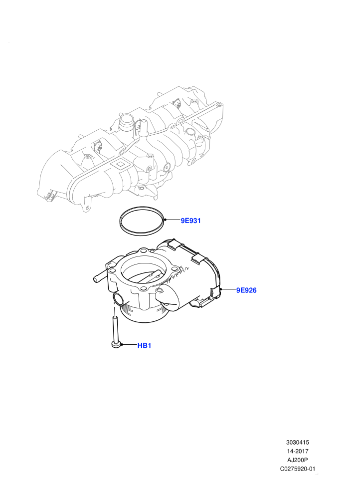 Throttle Housing (2.0L AJ200P Hi PHEV,2.0L I4 High DOHC AJ200 Petrol,2.0L I4 Mid DOHC AJ200 Petrol)(Solihull Plant Build)((V)FROMHA000001)