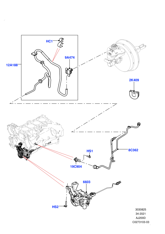 Vacuum Control And Air Injection (2.0L I4 DSL MID DOHC AJ200,LHD)(Solihull Plant Build)((V)FROMHA000001)