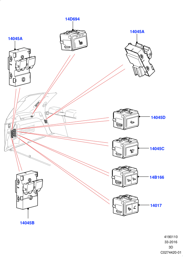 Switches (Luggage Compartment,Solihull Plant Build)((V)FROMHA000001)