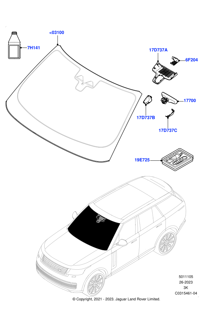 Windscreen/Inside Rear View Mirror
