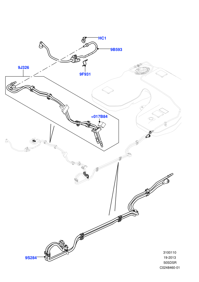 Fuel Lines (5.0L OHC SGDI SC V8 Petrol - AJ133)(Front)((V)TODA999999)