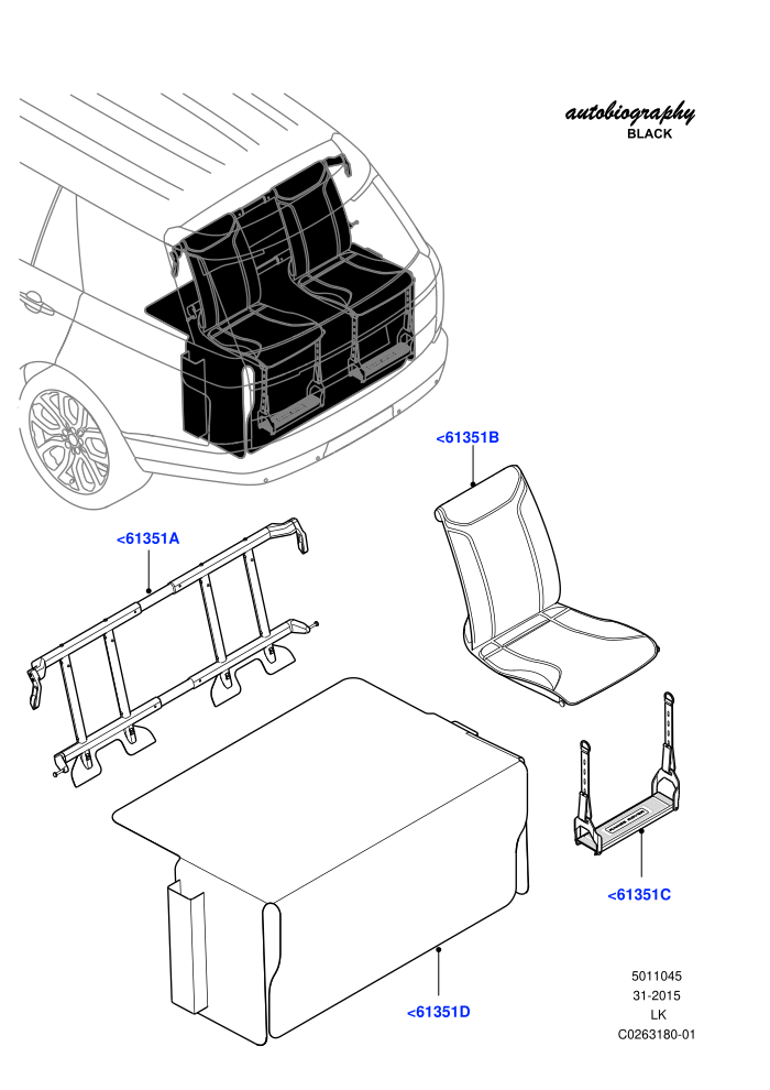 Rear Seat Frame (With 2 Rear Small Individual Seats,With 40/40 Split Individual Rr Seat)(Autobiography Black / SV Autobiography,Luggage Compartment)((V)FROMGA000001)