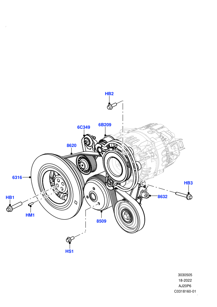 Pulleys And Drive Belts (3.0L AJ20P6 Petrol PHEV)((V)TOPA999999)