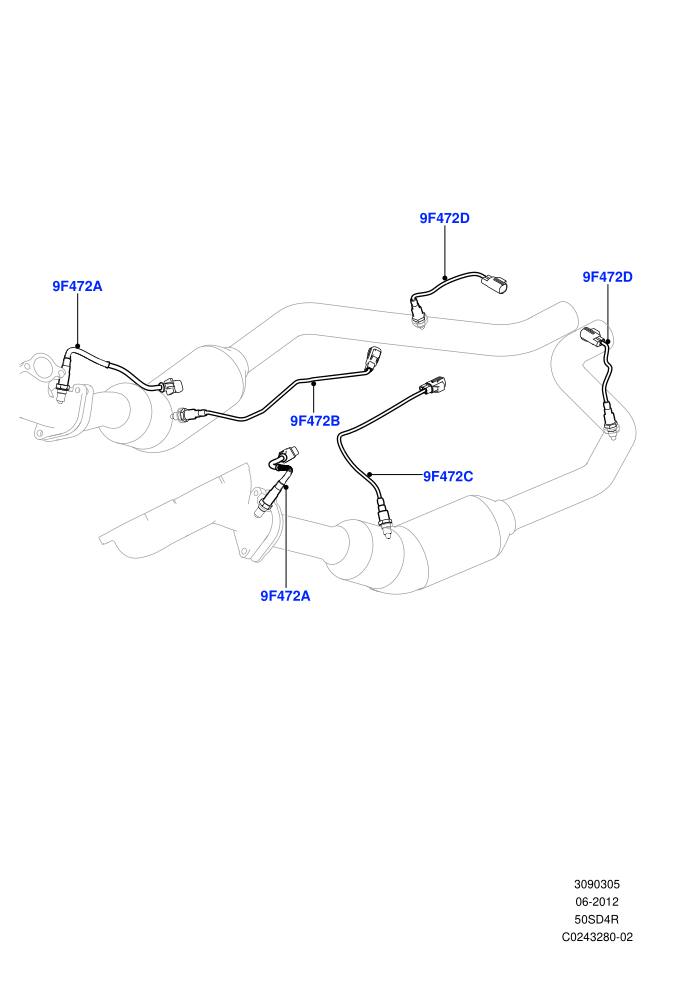 Exhaust System (5.0L OHC SGDI NA V8 Petrol - AJ133)(Exhaust System Sensors)