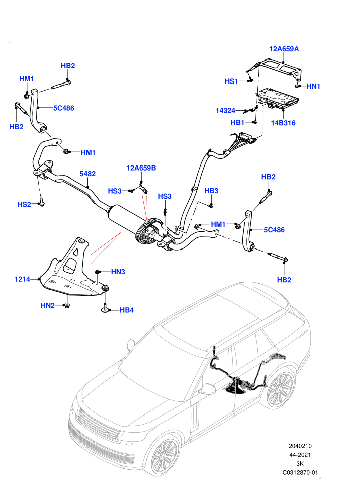 Rear Cross Member & Stabilizer Bar (Electronic Air Suspension With ACE)(Active Stabilizer Bar)