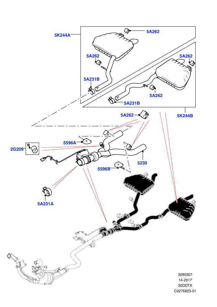 Rear Exhaust System (3.0 V6 D Gen2 Twin Turbo,sports exhaust)