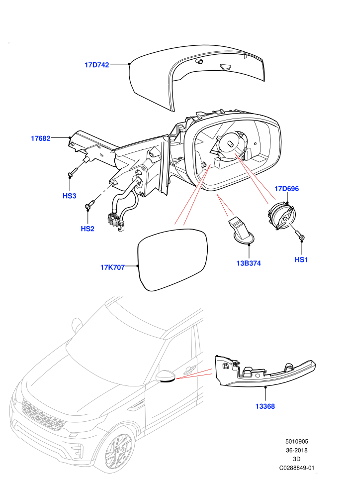Exterior Rear View Mirror (Nitra Plant Build)((V)FROMK2000001)