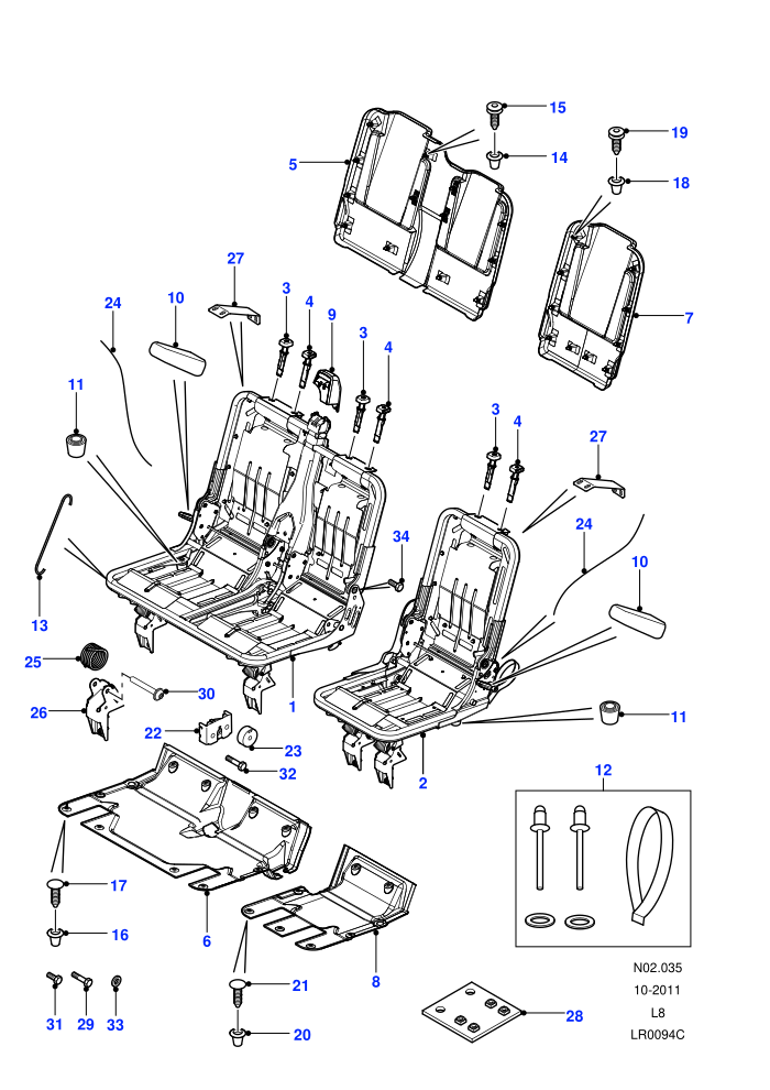 Rear Seat Frame (110&nbsp;Wheelbase,130&nbsp;Wheelbase,Chassis Crew Cab,Crew Cab HCPU,Crew Cab Pick Up,Station Wagon - 5 Door,Station Wagon Utility - 5 Door)((V)FROM7A000001)