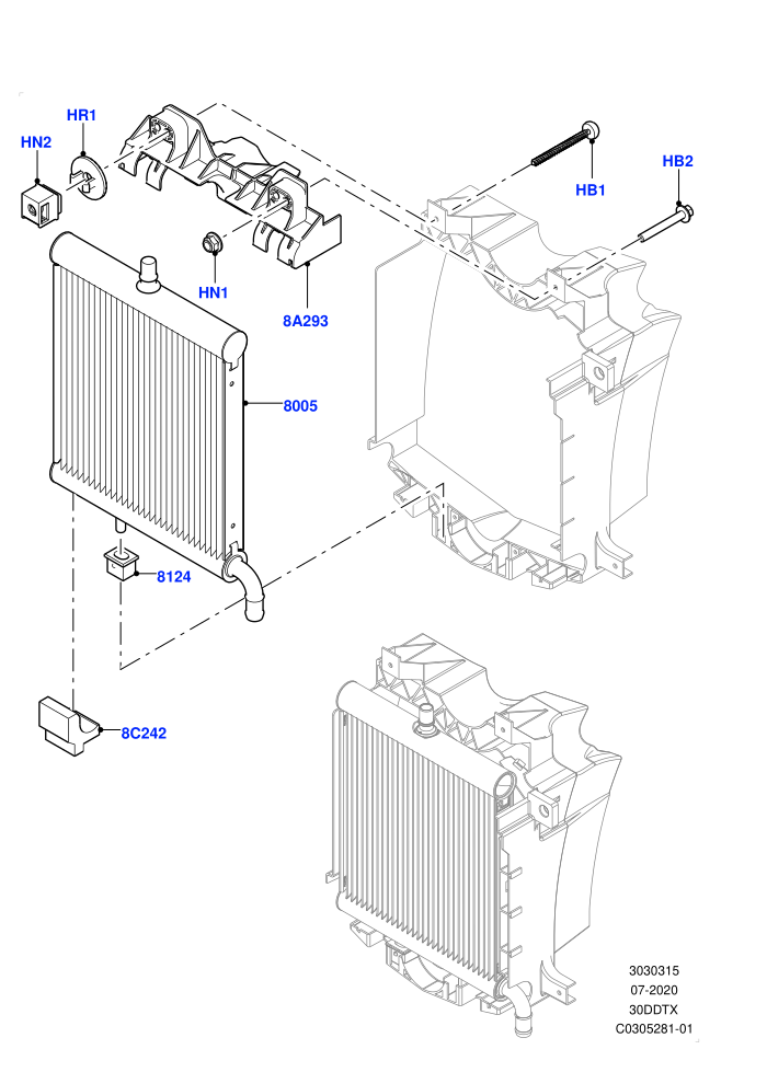 Radiator/Coolant Overflow Container (3.0 V6 D Gen2 Twin Turbo,With Extra Engine Cooling System,With Standard Engine Cooling System)(Auxiliary Unit,Solihull Plant Build)((V)FROMFA000001)