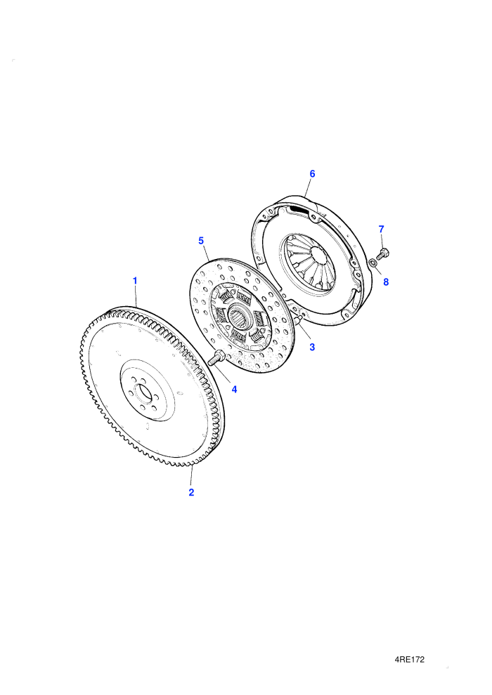 Flywheel & Clutch (Manual Transmission,V8 Twin Carb L/R Petrol)