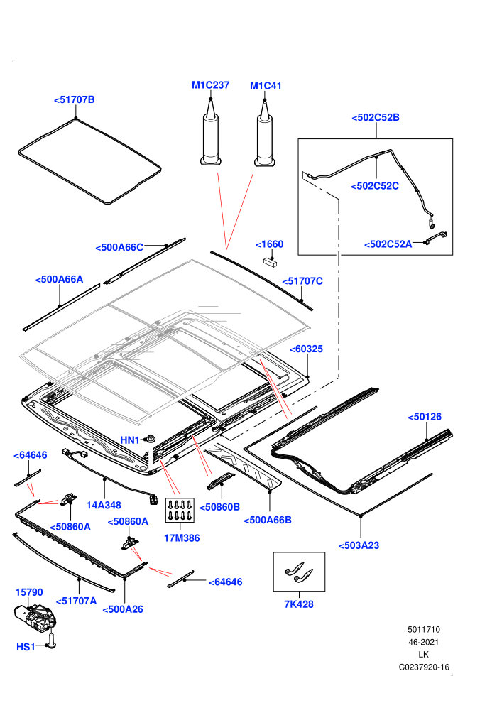 Sliding Roof Mechanism And Controls (With Roof Conversion-Panorama Power)(Sunroof Frame)